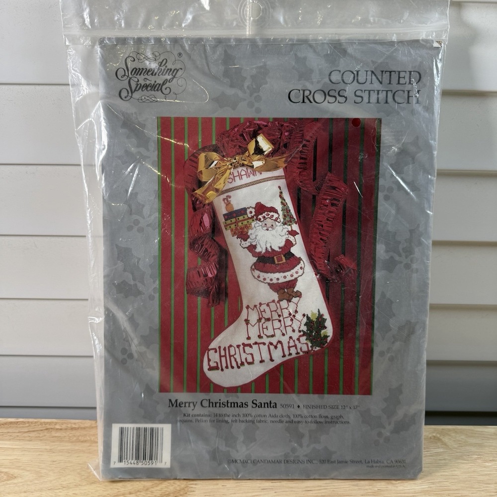 Vintage 1991 Something Special Merry Christmas Santa Counted Cross Stitch Santa